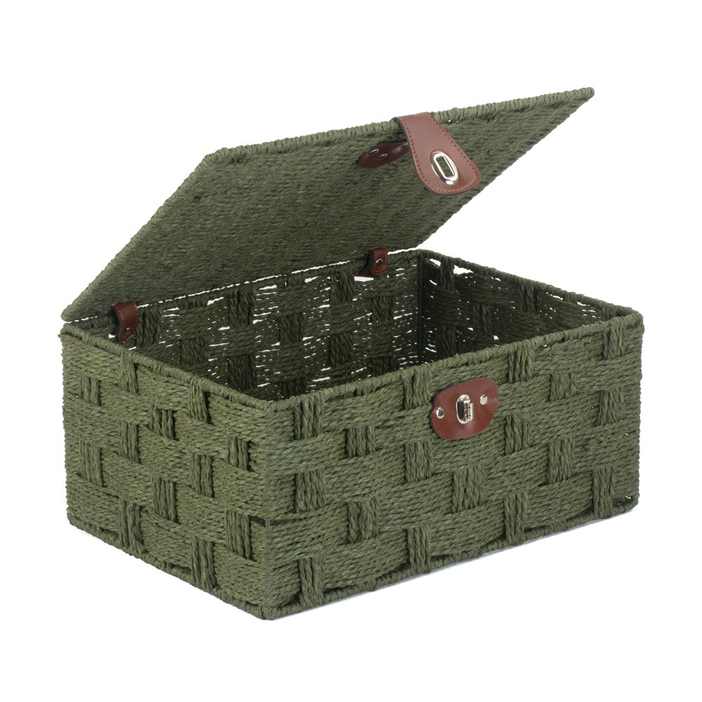 Twisted Green Paper Storage Basket-1