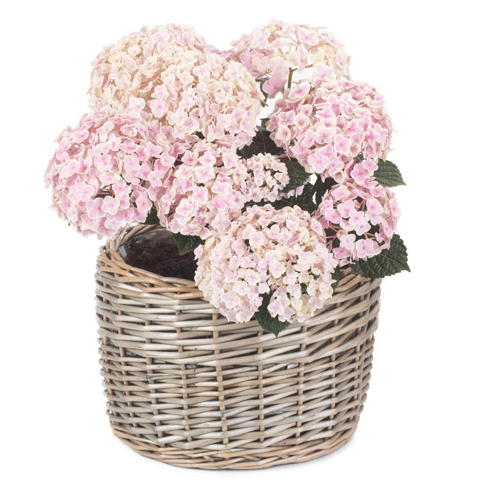 Round Antique Wash Wicker Planter – Rustic Garden Basket Pot