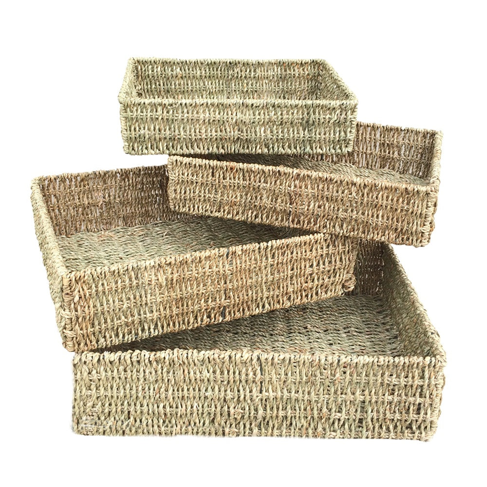 Unlined Rectangular Seagrass Serving Trays-0