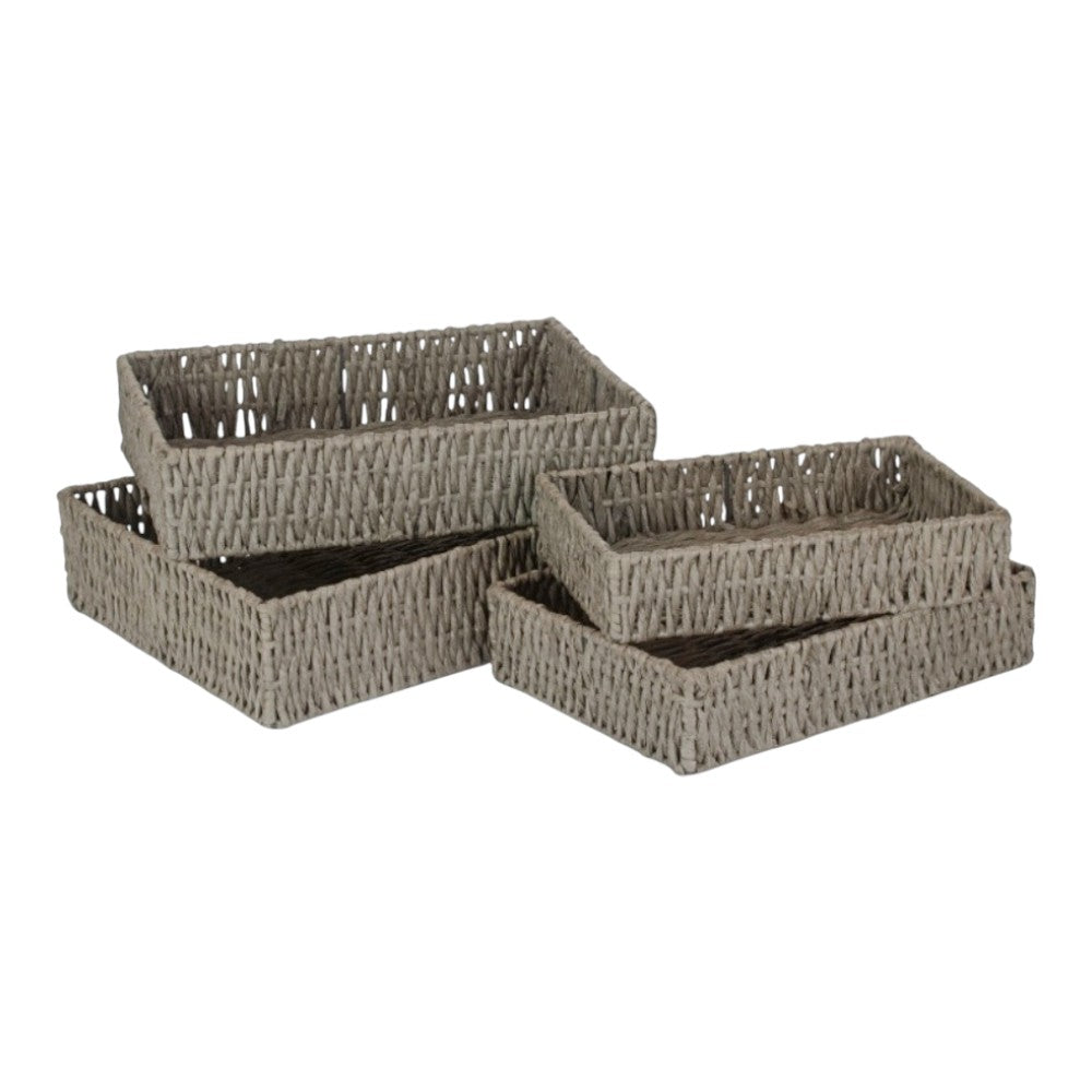 Rectangular Grey Straight-sided Paper Rope Trays-0