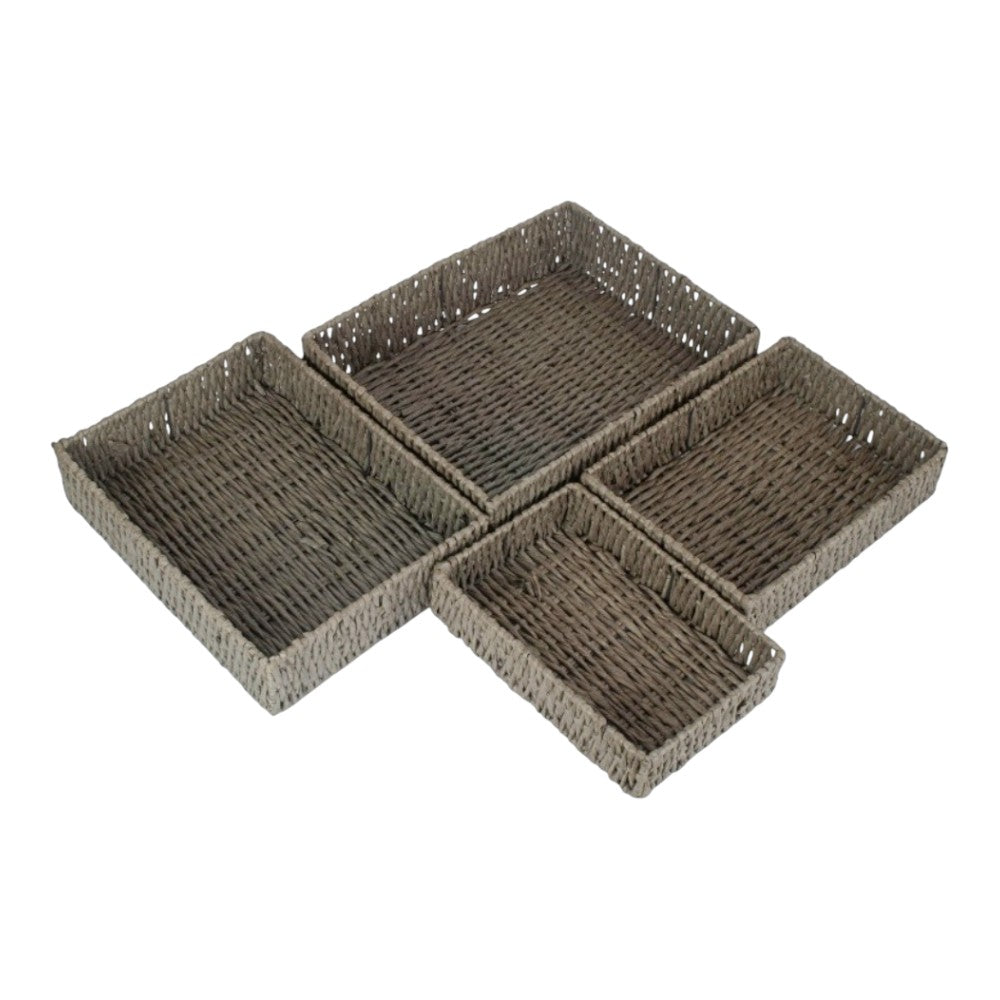 Rectangular Grey Straight-sided Paper Rope Trays-1