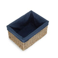Antique Wash Willow Storage Basket with Navy Cotton Lining